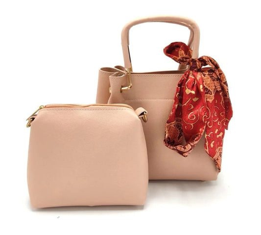 2 in 1 Ladies Soft Elegant Handbag with Small Hand carry Pouch - Only Pink  Color Left